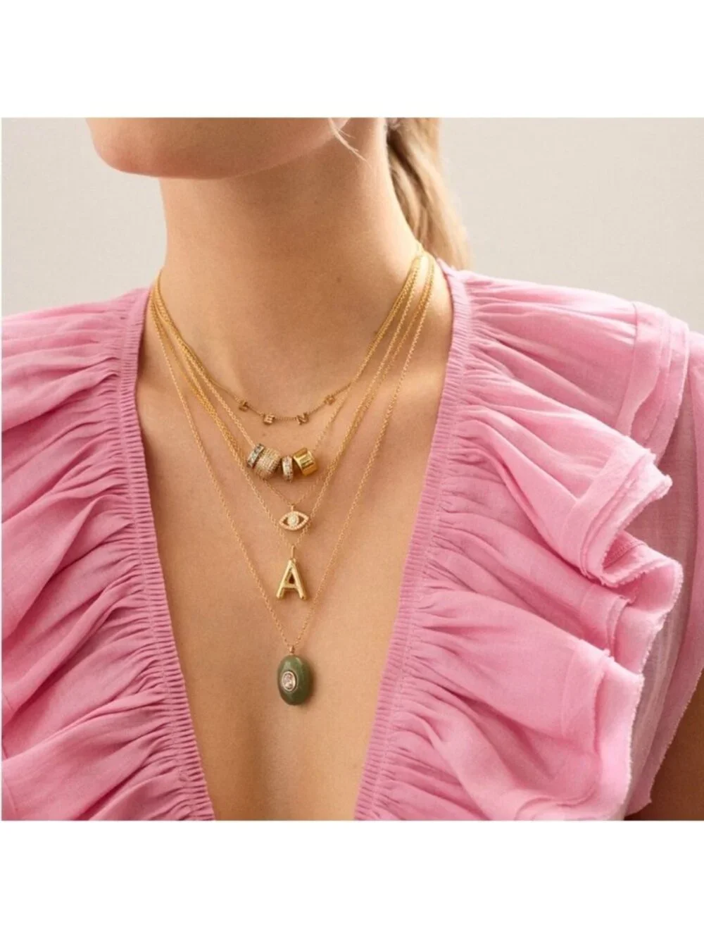 New! Anthropologie 18K Gold Plated Stone Aura Droplet Necklace (1059) NWOT